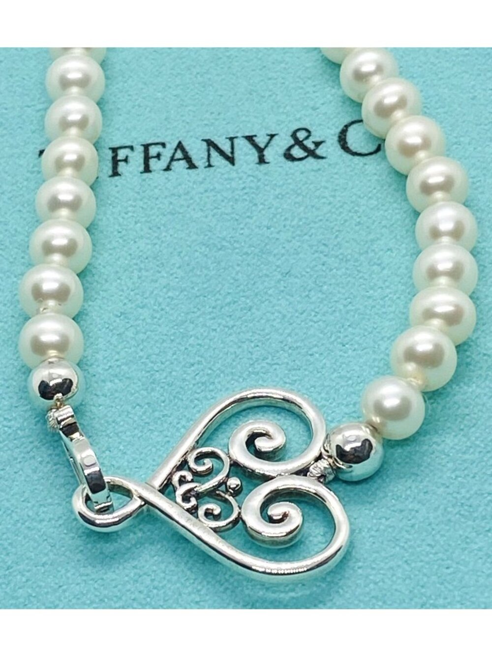 Tiffany & Co Paloma Picasso Venezia Pearl Heart Necklace Sterling Silver 925